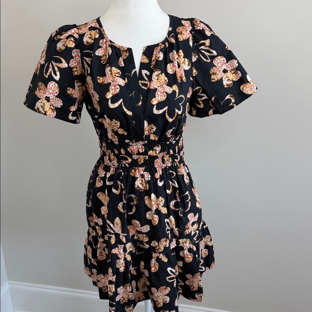 Anthropology Somerset Floral Mini Dress with Pink and Orange Accents size XS - Picture 2 of 15